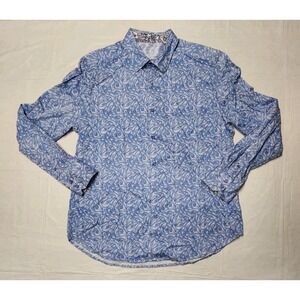 Robert Graham Shirt Mens XL Blue Paisley Long Sleeve Button Up Cotton Flip Cuff